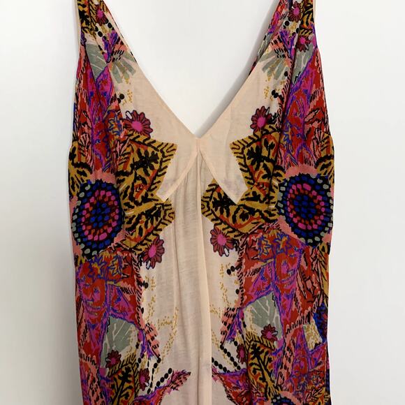 Free People Wildflower Print Maxi Slip Dress Ivory Tea Combo Boho Pink Womens - Picture 8 of 15